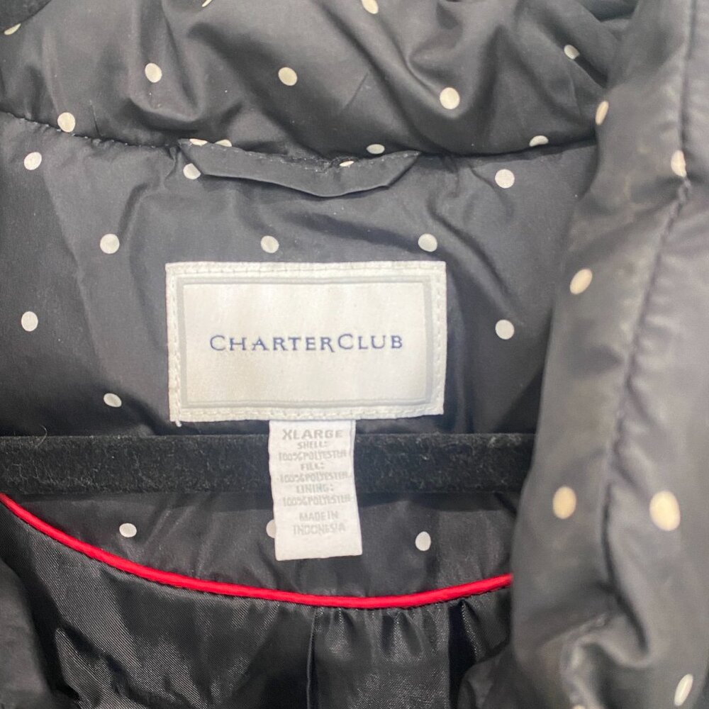 Charter Club Quilted Puffer Vest Polka Dot Pattern Lightweight Black XL - Picture 6 of 7